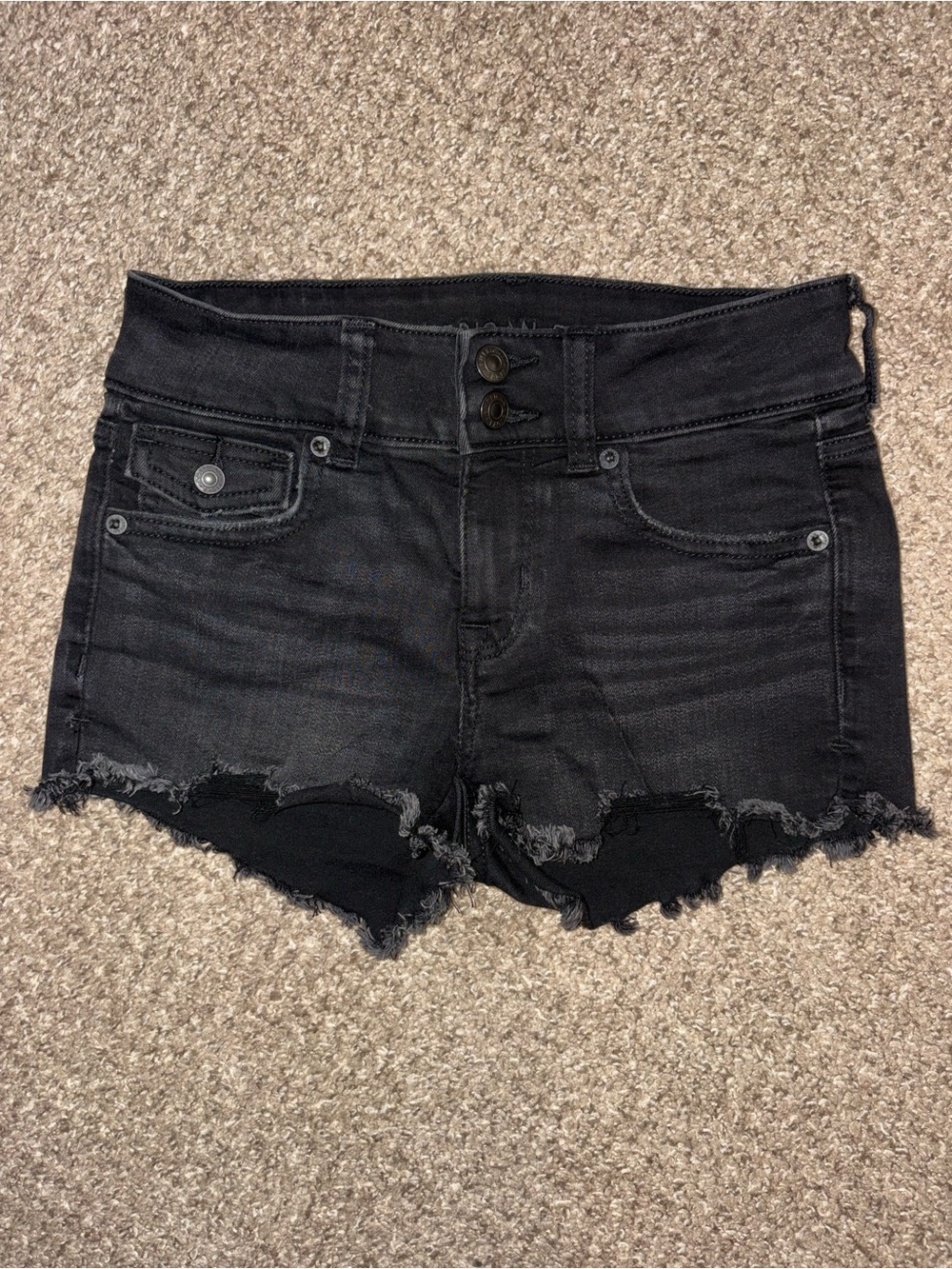 American Eagle Outfitters Black Distressed Denim Jean Shorts